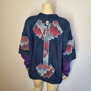 Vintage 80s Layered Southwest Western Sweater Jacket